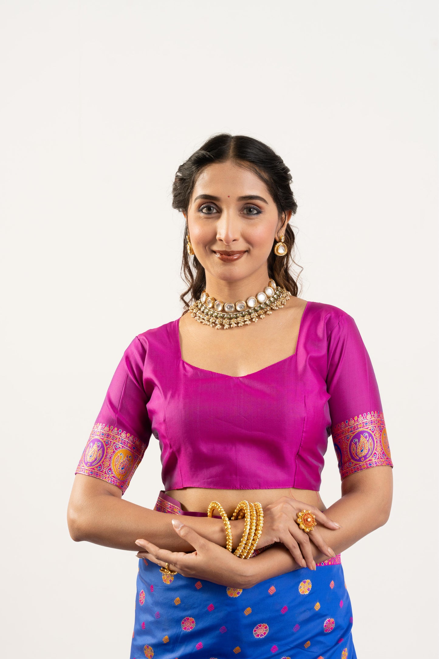 PURE SOFT PASHMINA SILK SAREE - BLUE