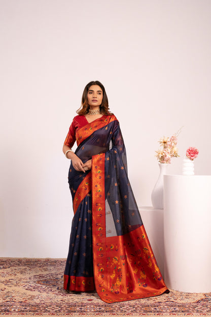 Pure Banarasi Paithani Silk Saree - BLUE