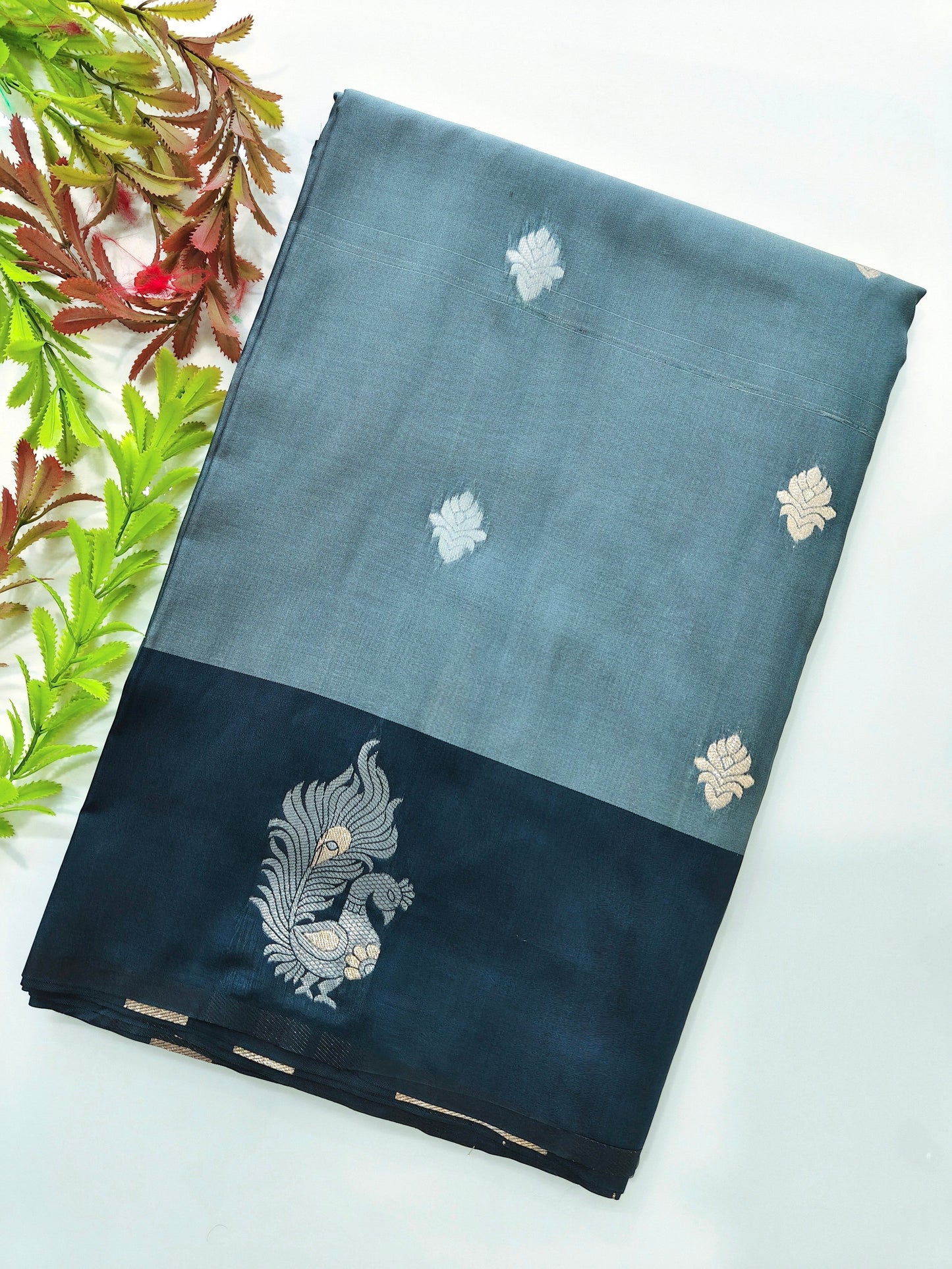 Banarasi Katan Silk Saree With Peacock Weaving  - BLUE