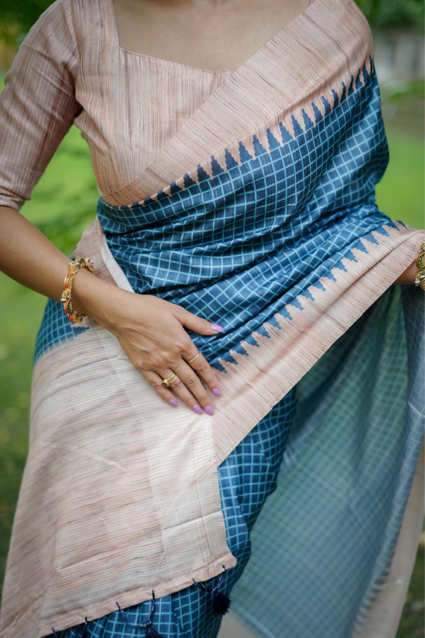Aarita Authentic Ikkat Handloom Saree- BLUE