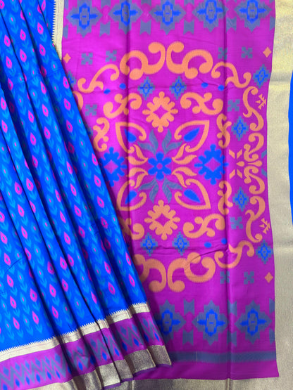 POCHAMPALLY IKKAT SILK SAREE -  BLUE