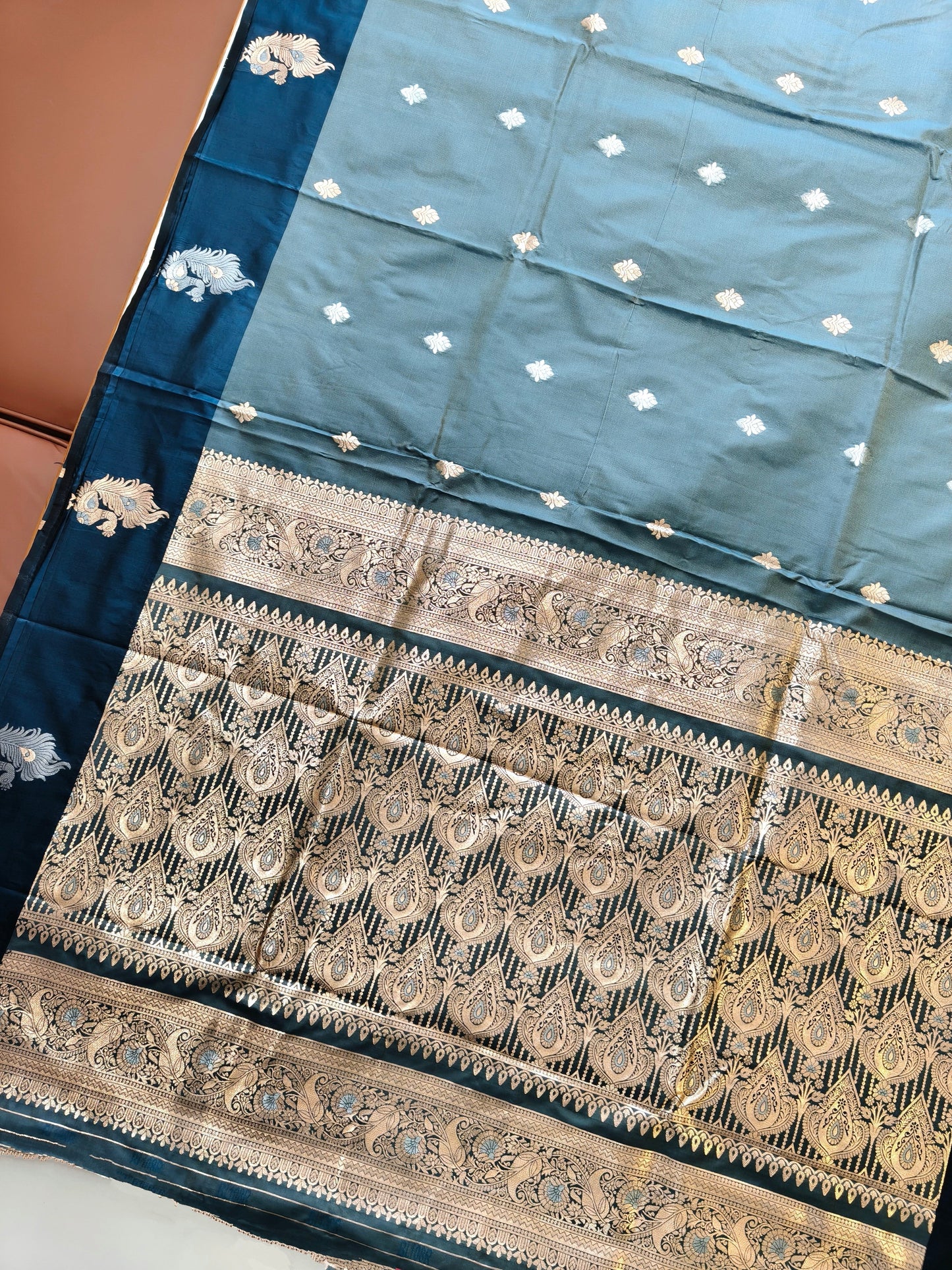 Banarasi Katan Silk Saree With Peacock Weaving  - BLUE