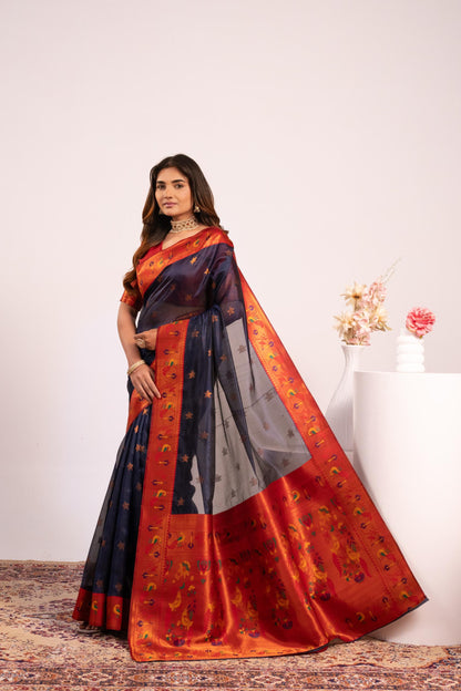 Pure Banarasi Paithani Silk Saree - BLUE