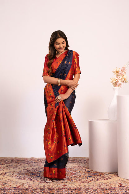 Pure Banarasi Paithani Silk Saree - BLUE