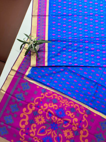 POCHAMPALLY IKKAT SILK SAREE -  BLUE