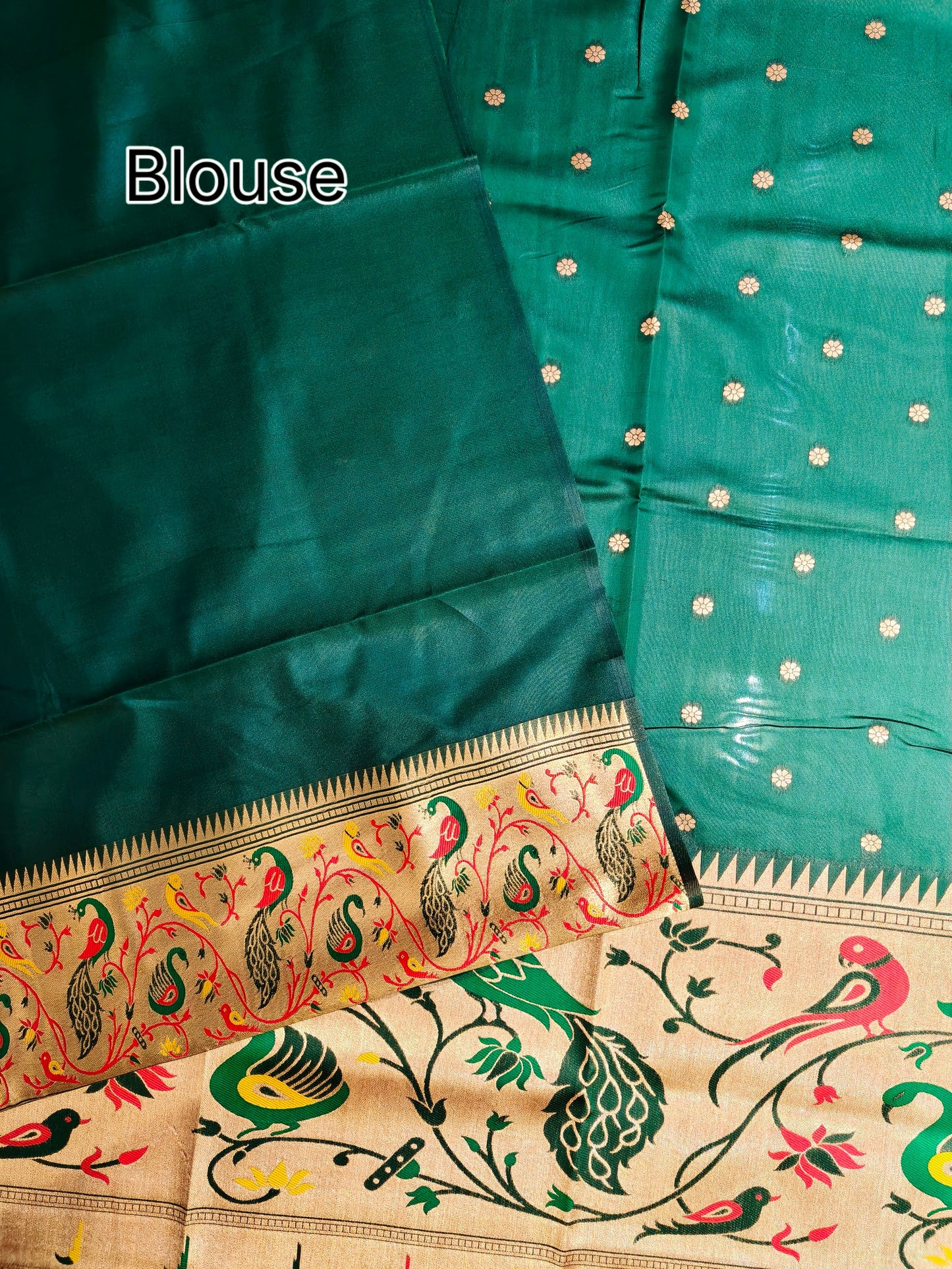 Premium Teal Silk Saree with Peacock & Bird Woven Pallu- BT GREEN
