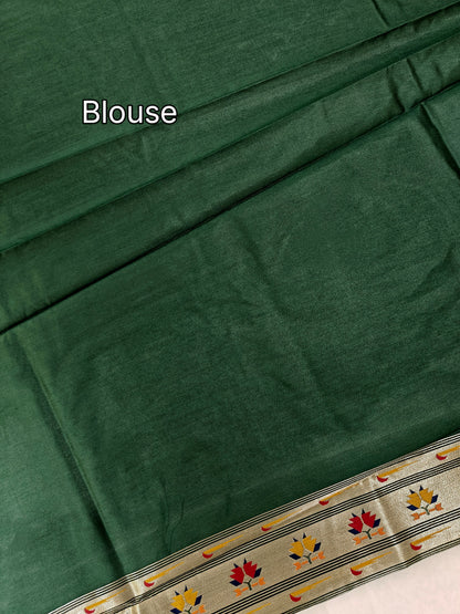 Banarasi Paithani Saree Design with Traditional Kalpavalli Pattern-BT GREEN
