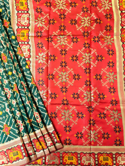 SOFT BANARASI PATOLA SAREE -  BT GREEN