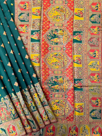 SOFT BANARASI PASHMINA  SAREE -  BT GREEN