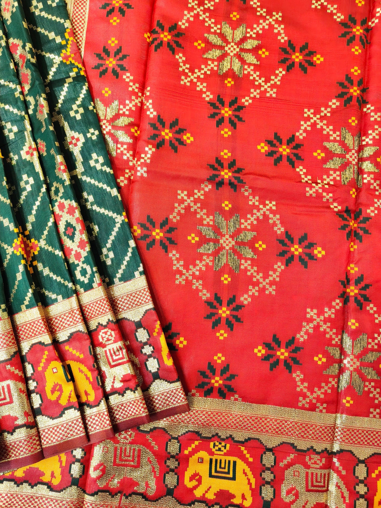 SOFT BANARASI PATOLA SAREE -  BT GREEN