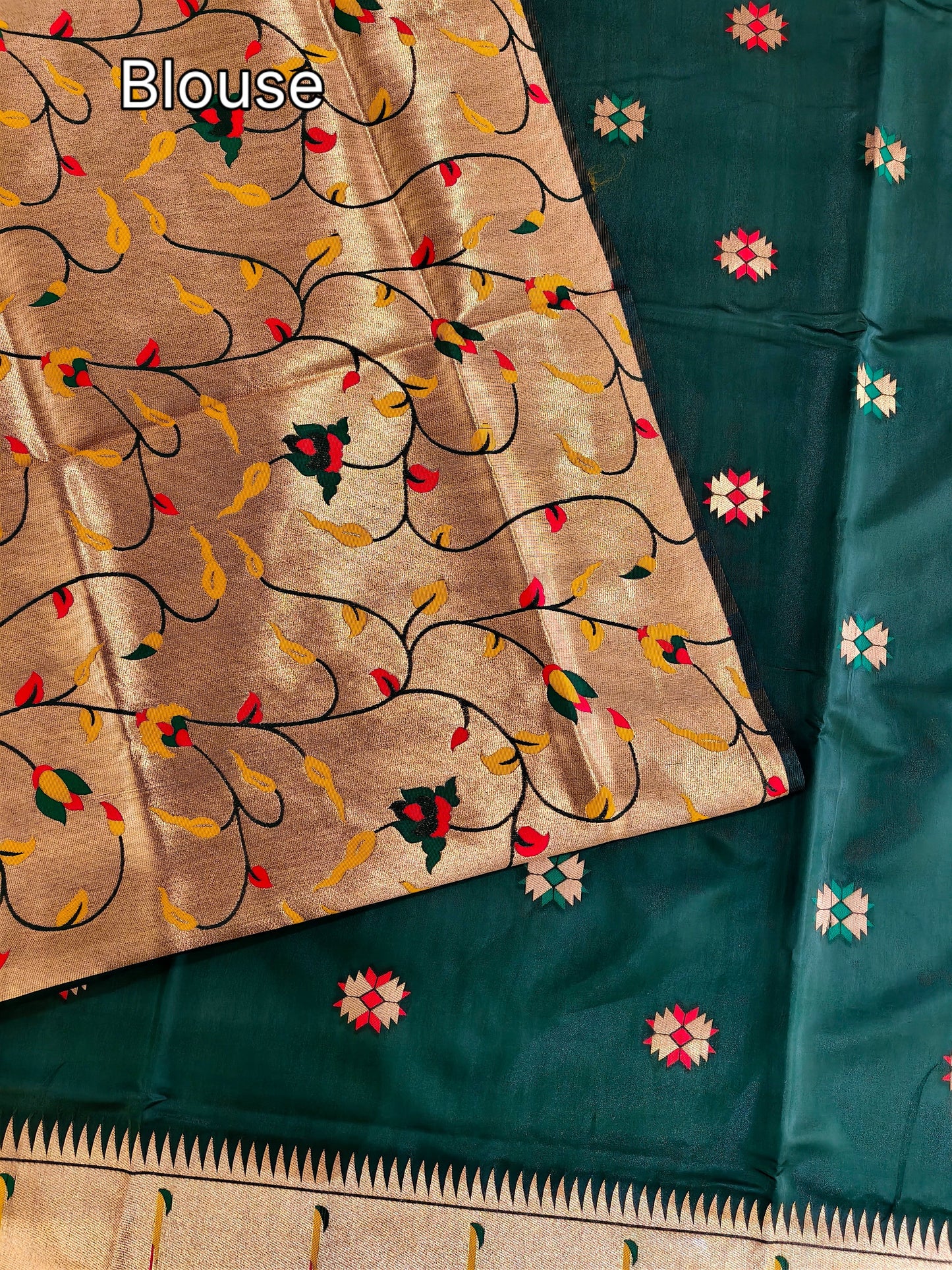 Banarasi Paithani With Bird & Floral Pallu - BT GREEN