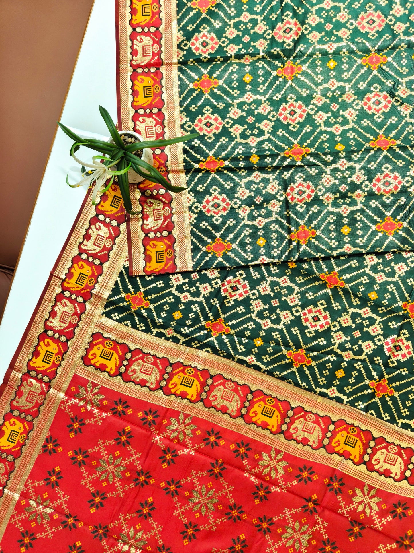 SOFT BANARASI PATOLA SAREE -  BT GREEN
