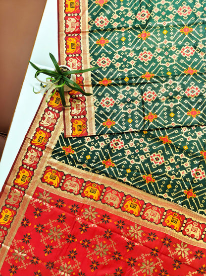 SOFT BANARASI PATOLA SAREE -  BT GREEN