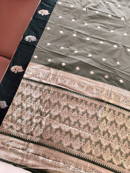 Banarasi Katan Silk Saree With Peacock Weaving  - BT GREEN