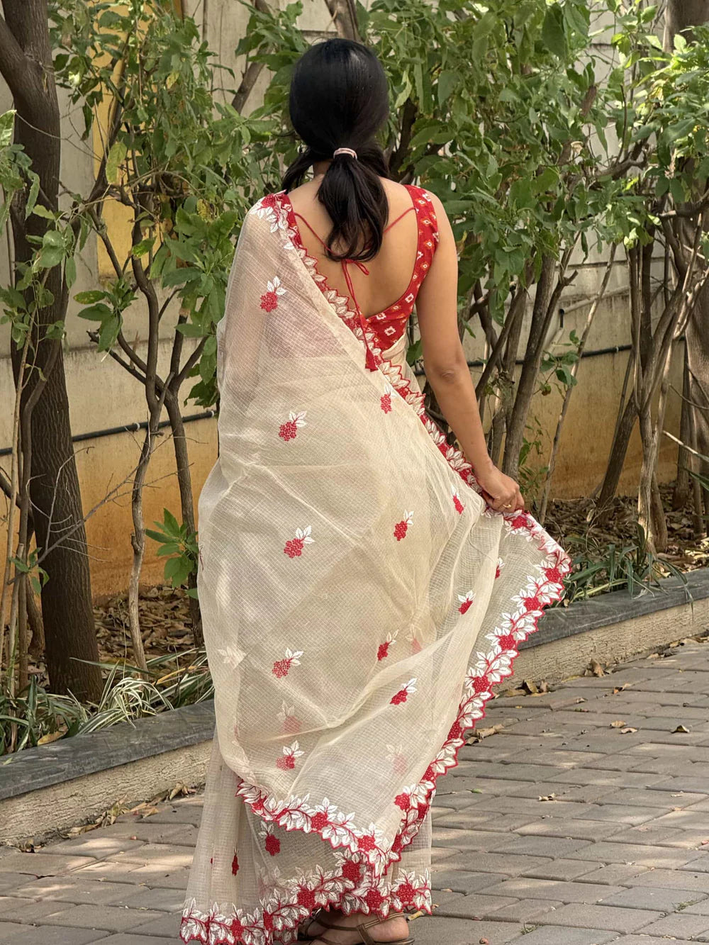 Traditional Floral Kota Doriya Saree
