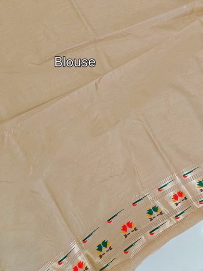 Banarasi Paithani Saree Design with Traditional Kalpavalli Pattern-CHIKU