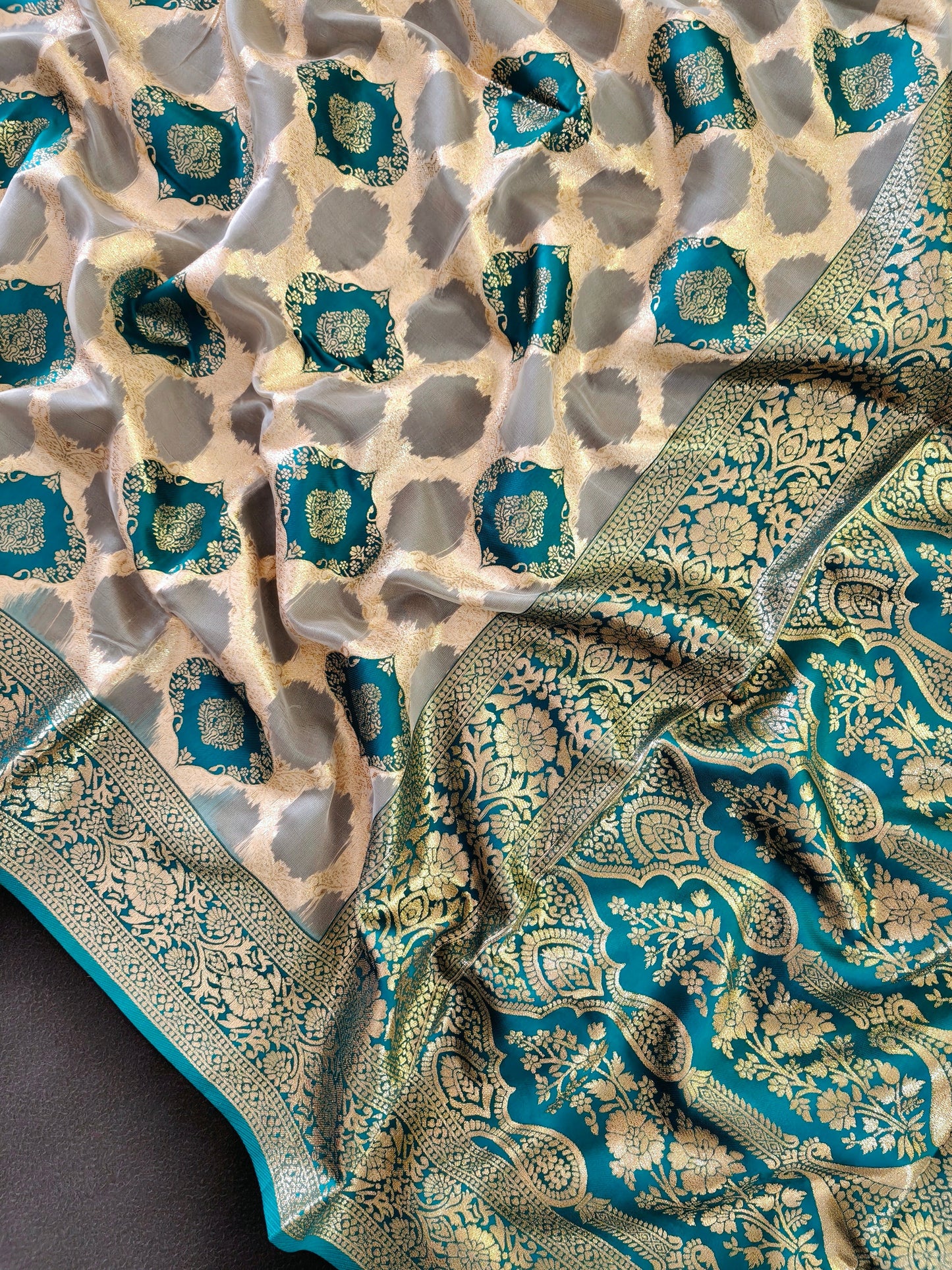 PURE SOFT BANARASI PAITHANI SILK SAREE - CHIKU