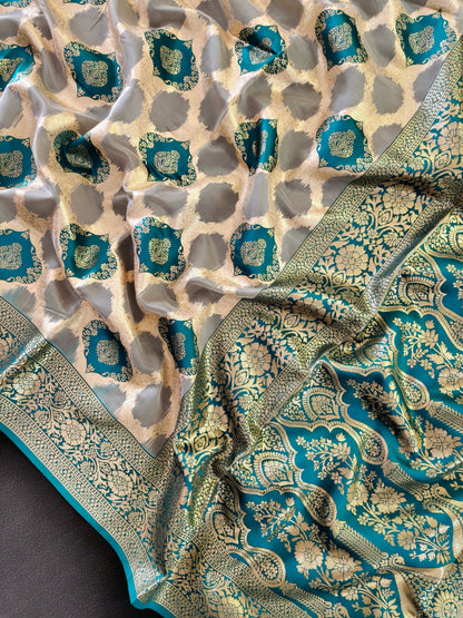 PURE SOFT BANARASI PAITHANI SILK SAREE - CHIKU