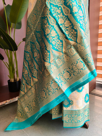 PURE SOFT BANARASI PAITHANI SILK SAREE - CHIKU
