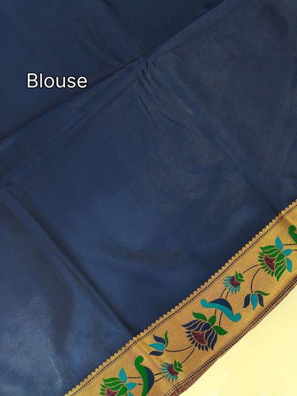 Paithani Silk Saree with Floral Motifs and Zari Pallu - COFFEE