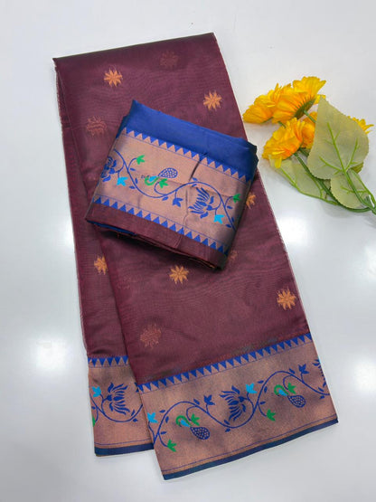Designer Paithani Saree with Rich Zari Pallu- COFFEE