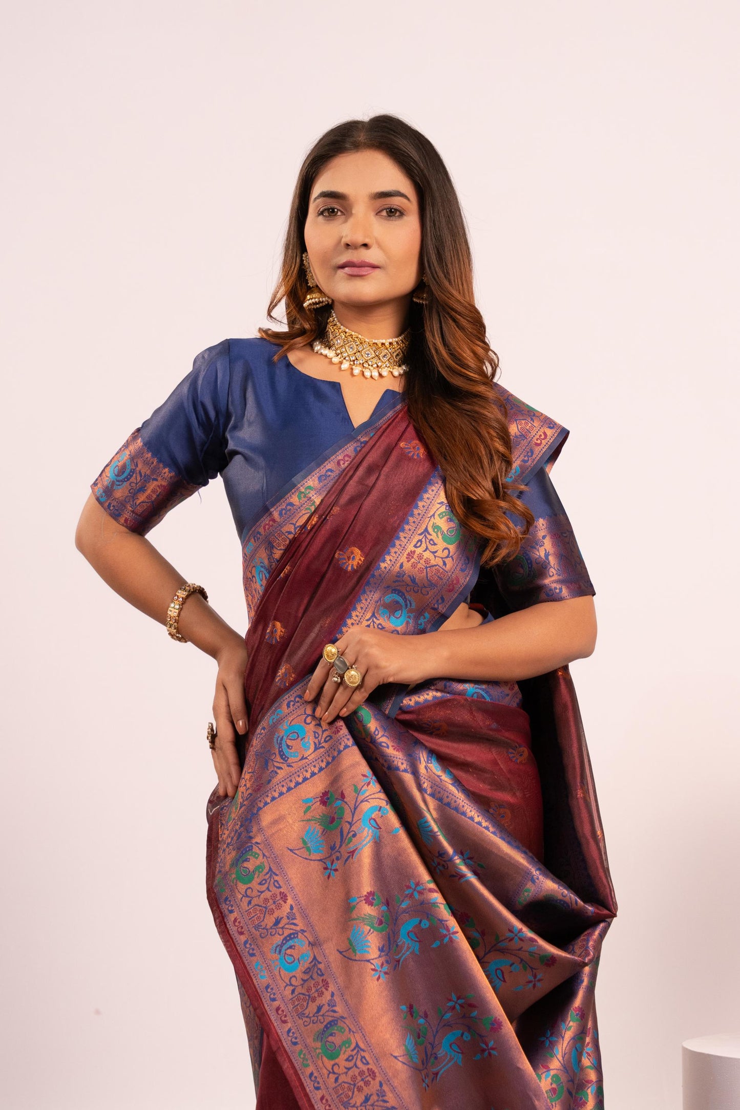 Classic Banarasi Paithani with Traditional Zari - COFFEE