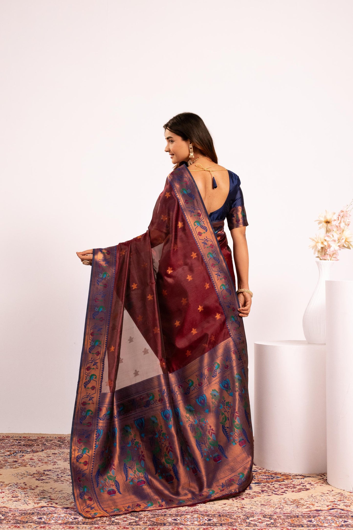 Pure Banarasi Paithani Silk Saree - COFFEE