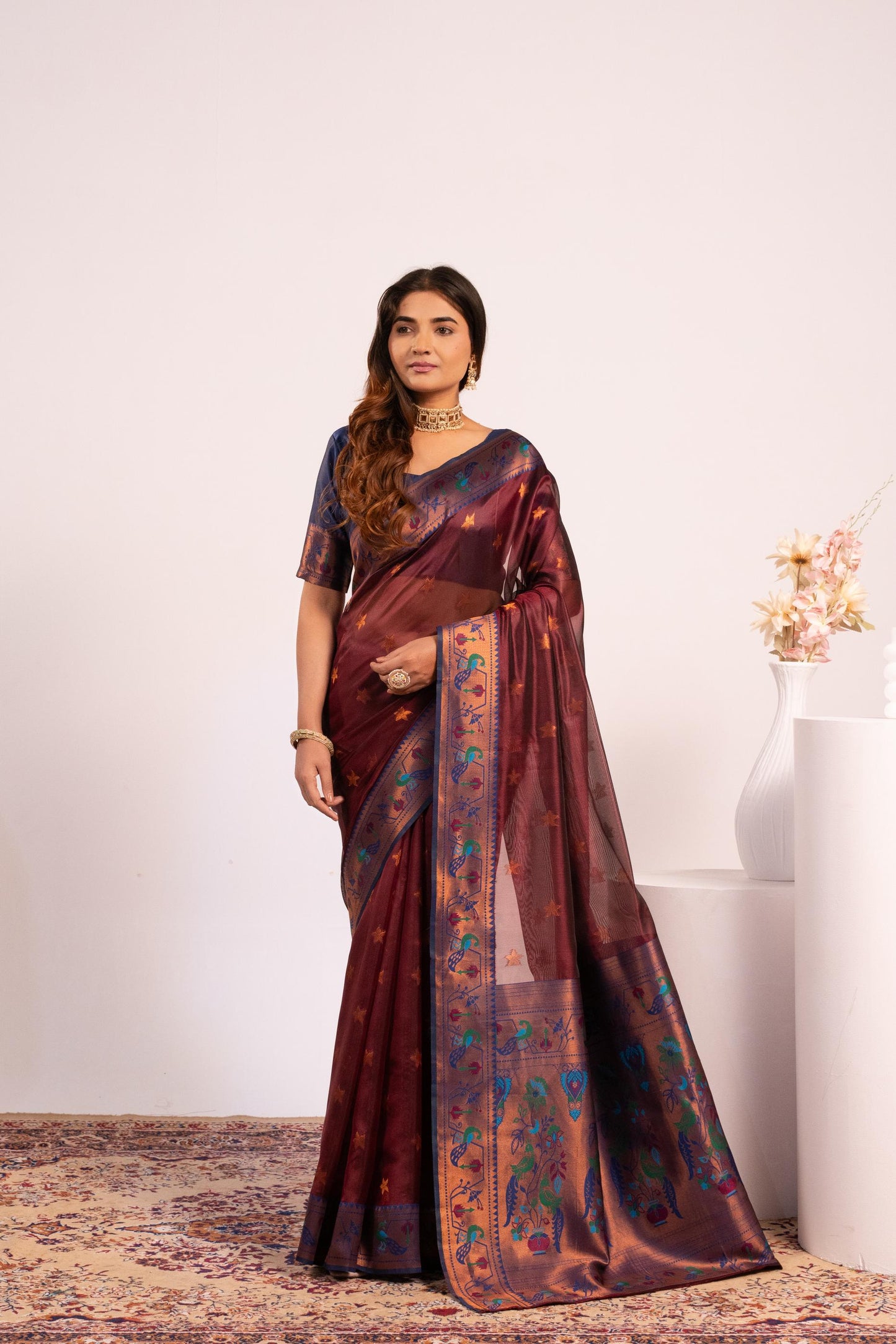 Pure Banarasi Paithani Silk Saree - COFFEE