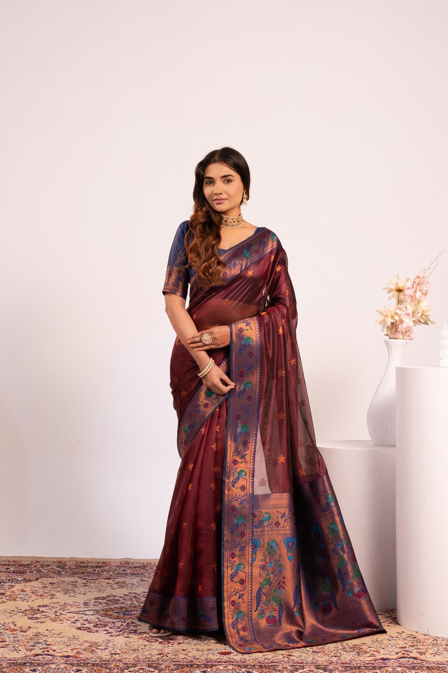 Pure Banarasi Paithani Silk Saree - COFFEE