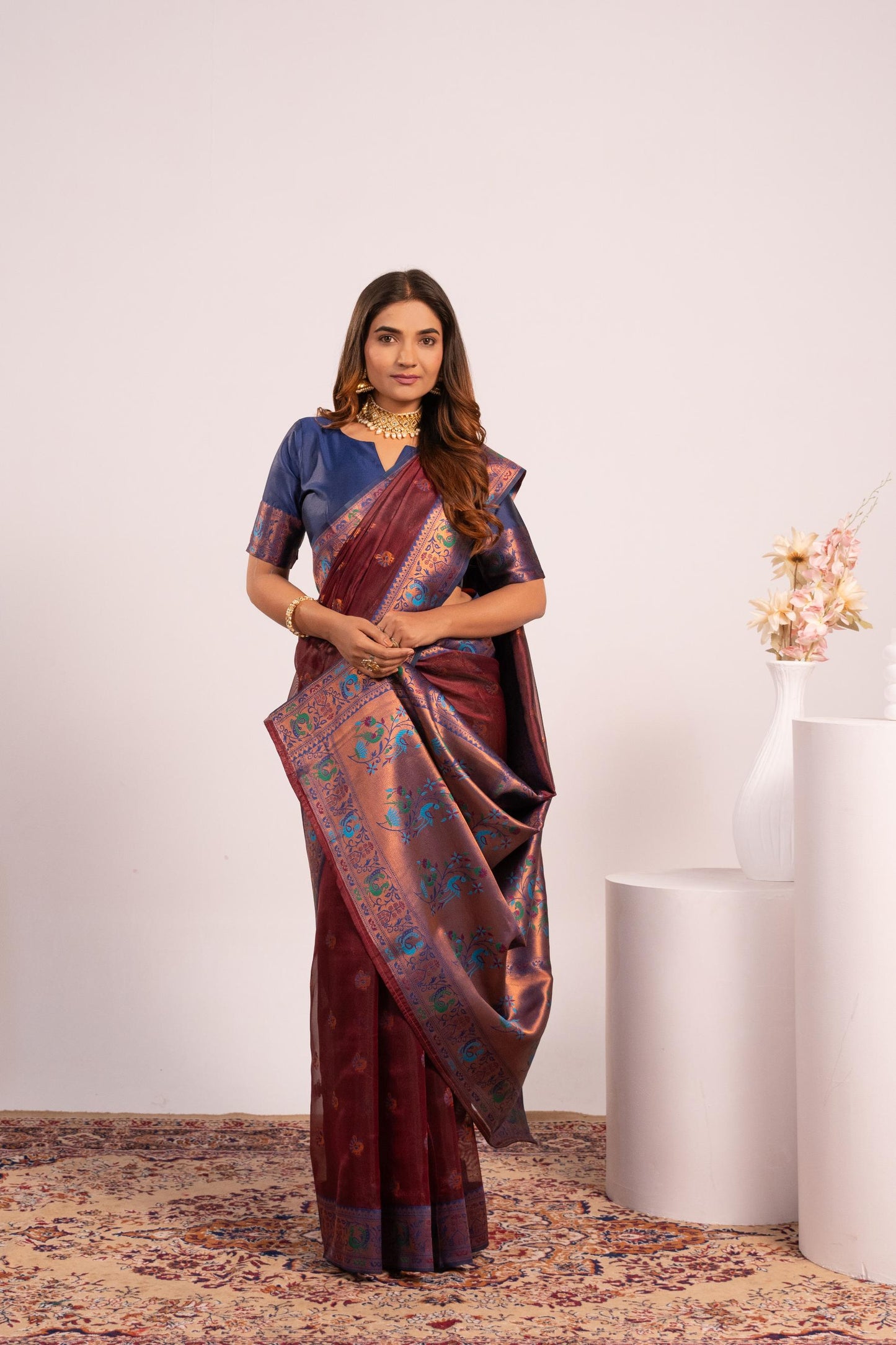 Classic Banarasi Paithani with Traditional Zari - COFFEE