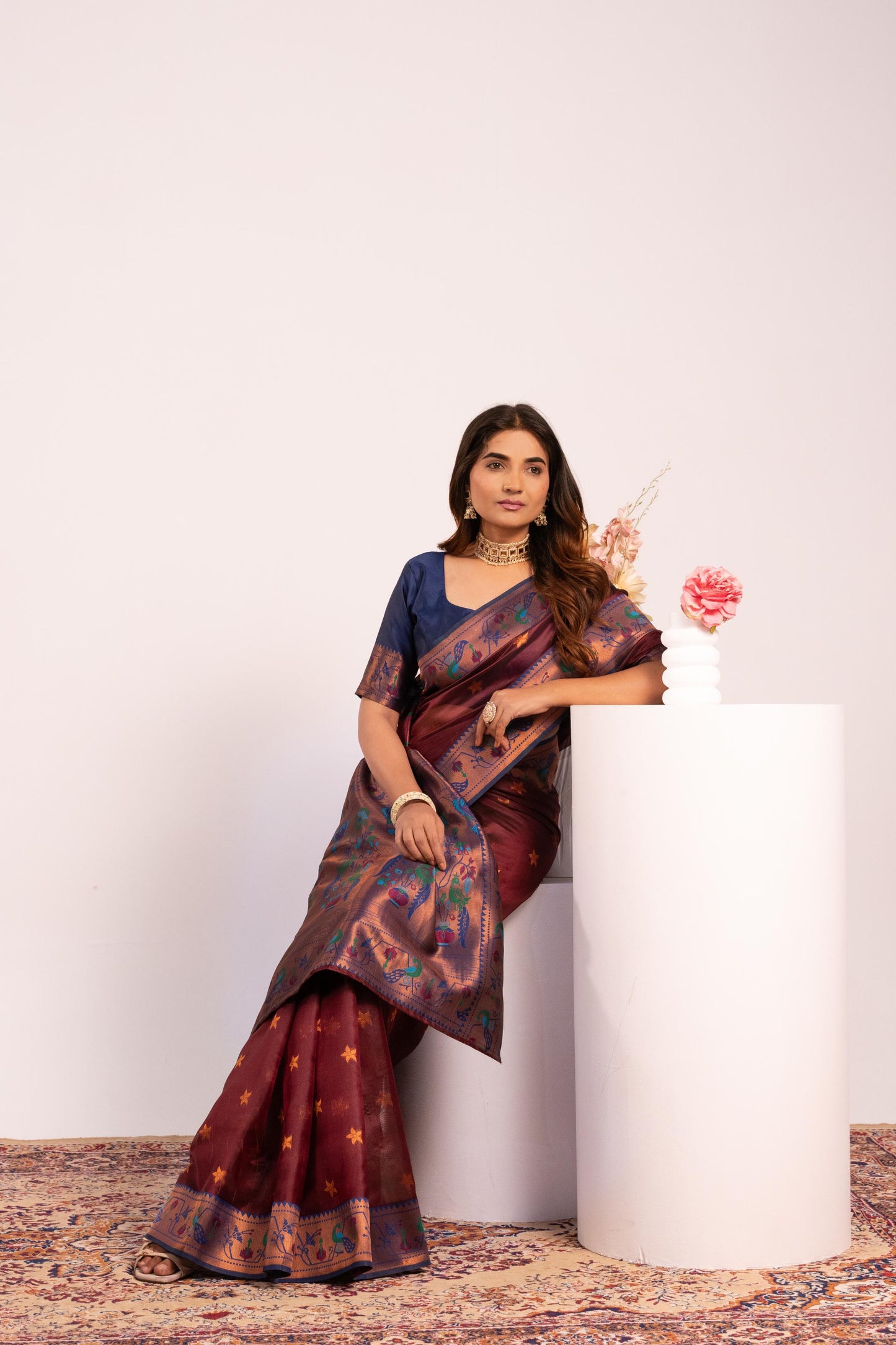 Pure Banarasi Paithani Silk Saree - COFFEE