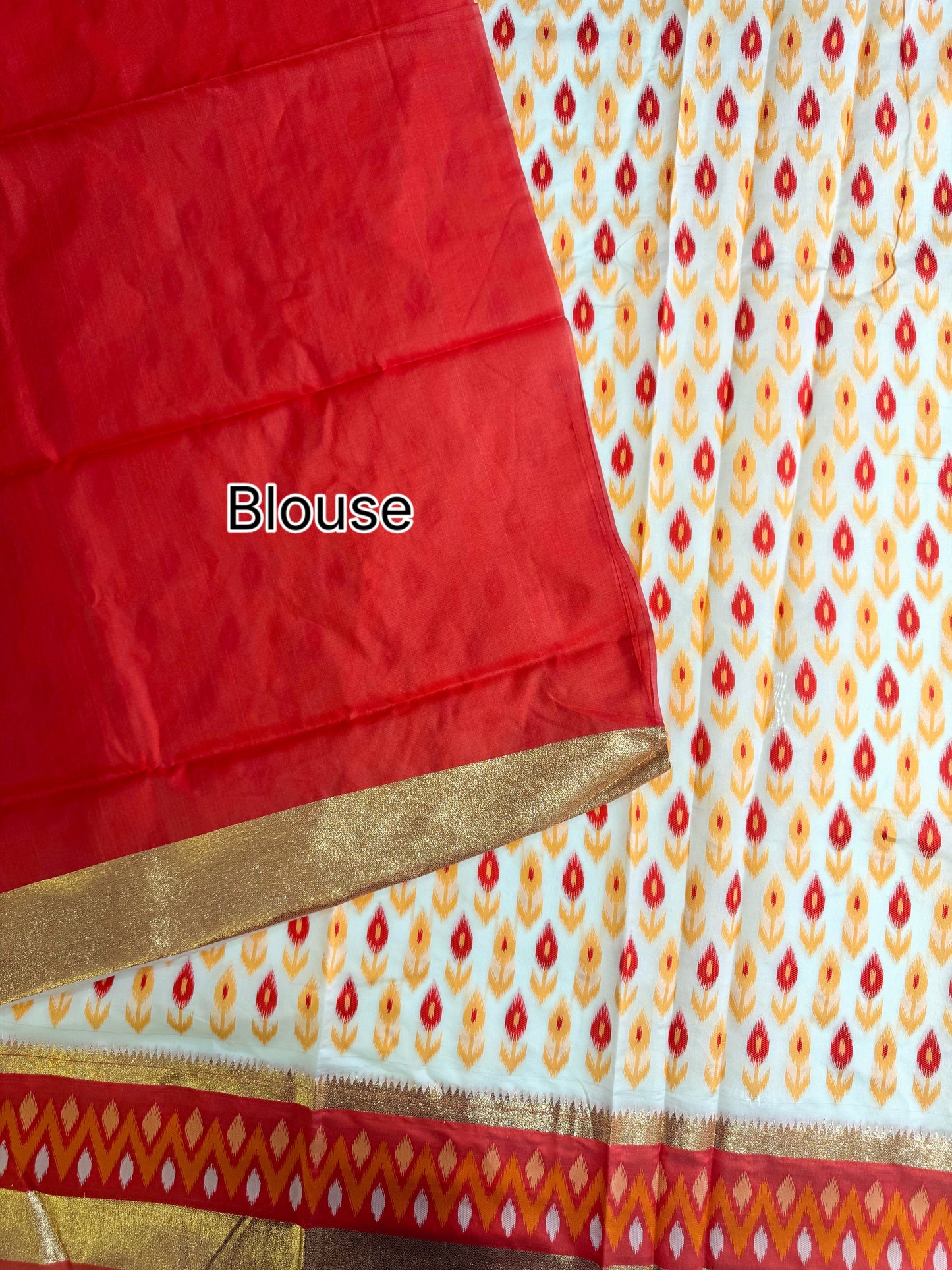 POCHAMPALLY IKKAT SILK SAREE -  CREAM