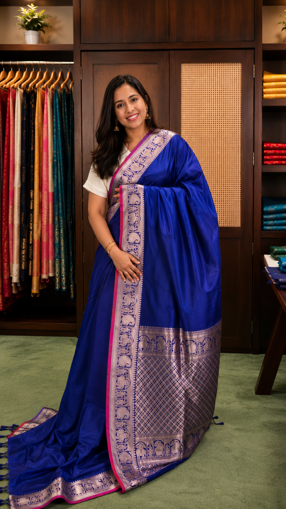 Banarasi Silk Saree with Designer Zari Border & Blouse Piece