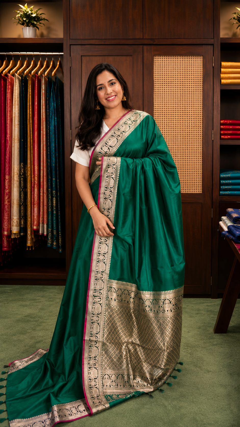 Banarasi Silk Saree with Designer Zari Border & Blouse Piece