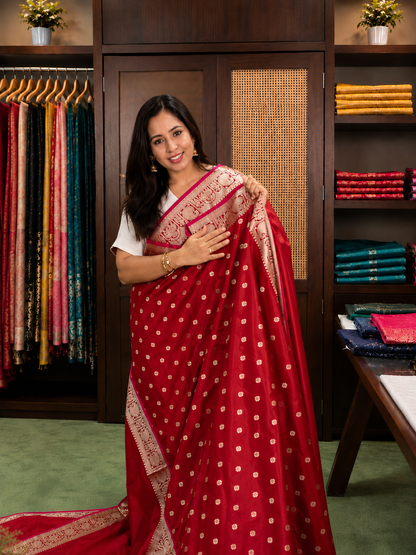 Banarasi Silk Saree with Designer Zari Border & Blouse Piece