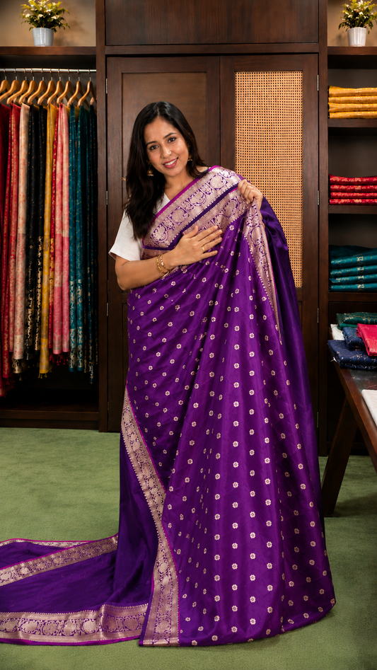Banarasi Silk Saree with Designer Zari Border & Blouse Piece