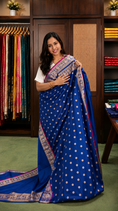 Banarasi Silk Saree with Designer Zari Border & Blouse Piece