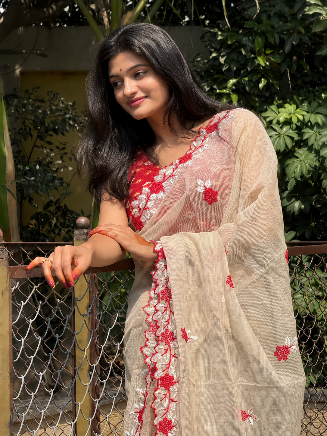 Traditional Floral Kota Doriya Saree