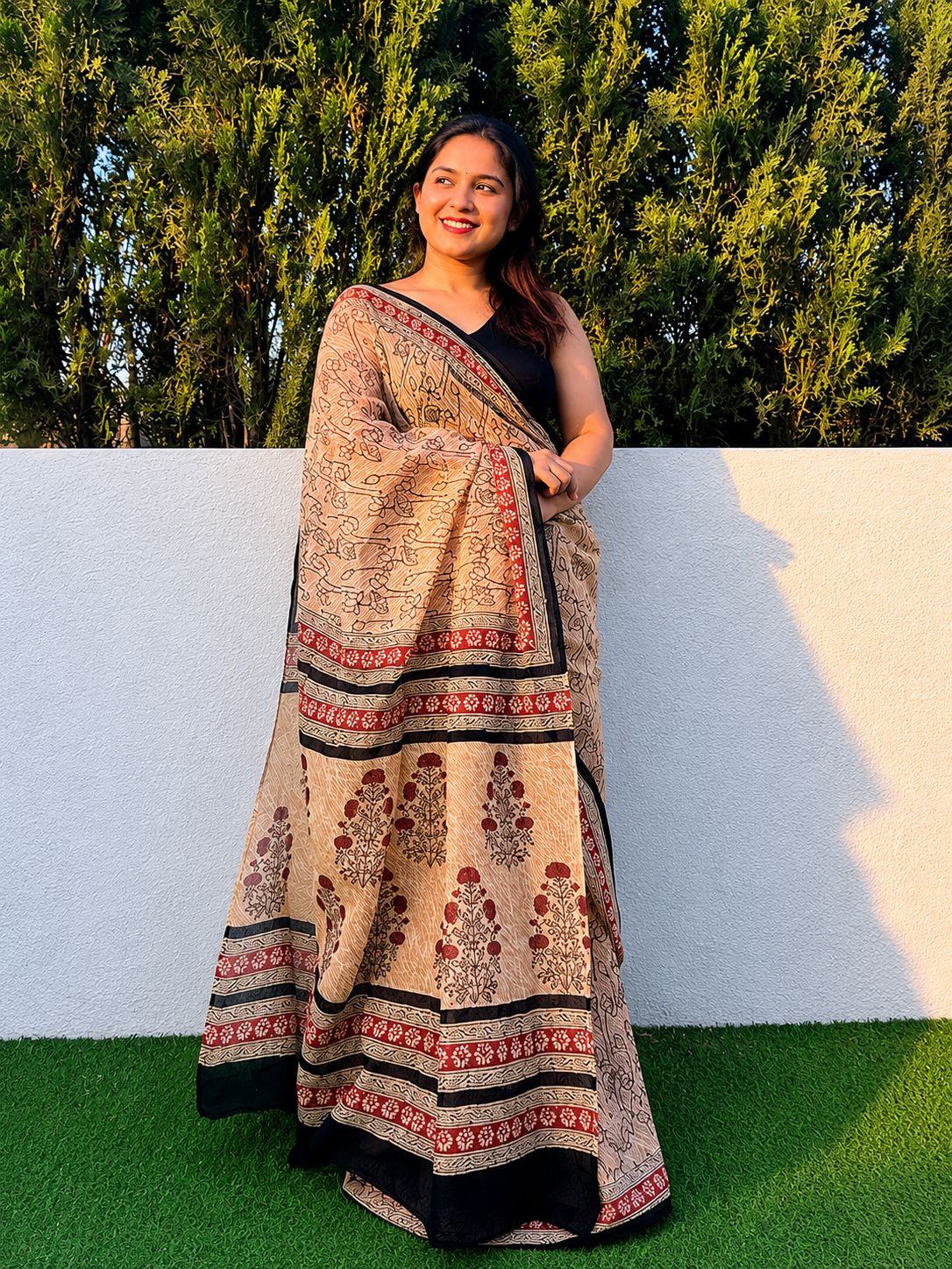 Classic Kalamkari Doriya Cotton Saree – Ethnic Wear