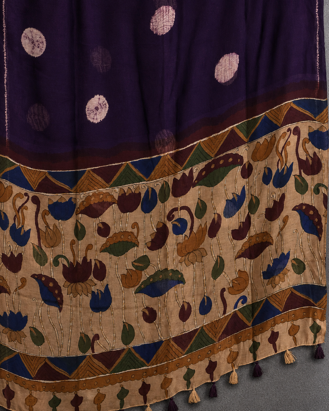 Soft Linen Cotton Kalamkari Saree | Wine Color | Blouse Included