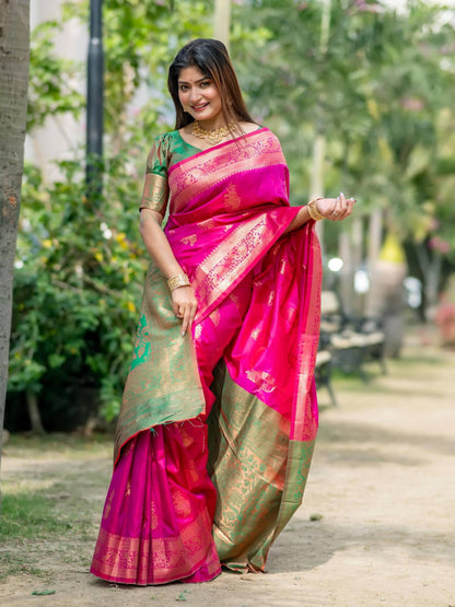 Soft Banarasi Katan Silk Pattu Saree - PINK