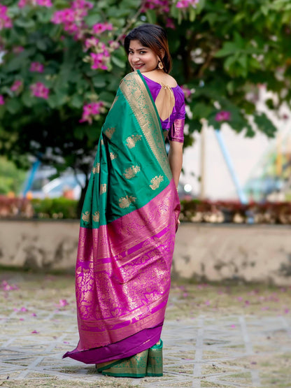 Soft Banarasi Katan Silk Pattu Saree - GREEN
