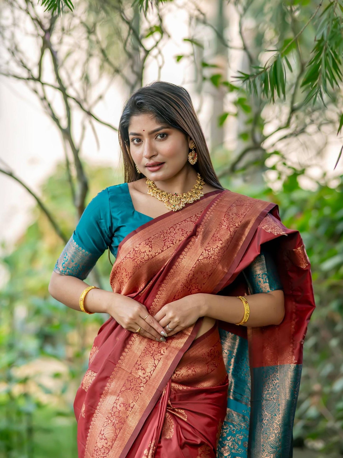 Soft Banarasi Katan Silk Pattu Saree - BROWN