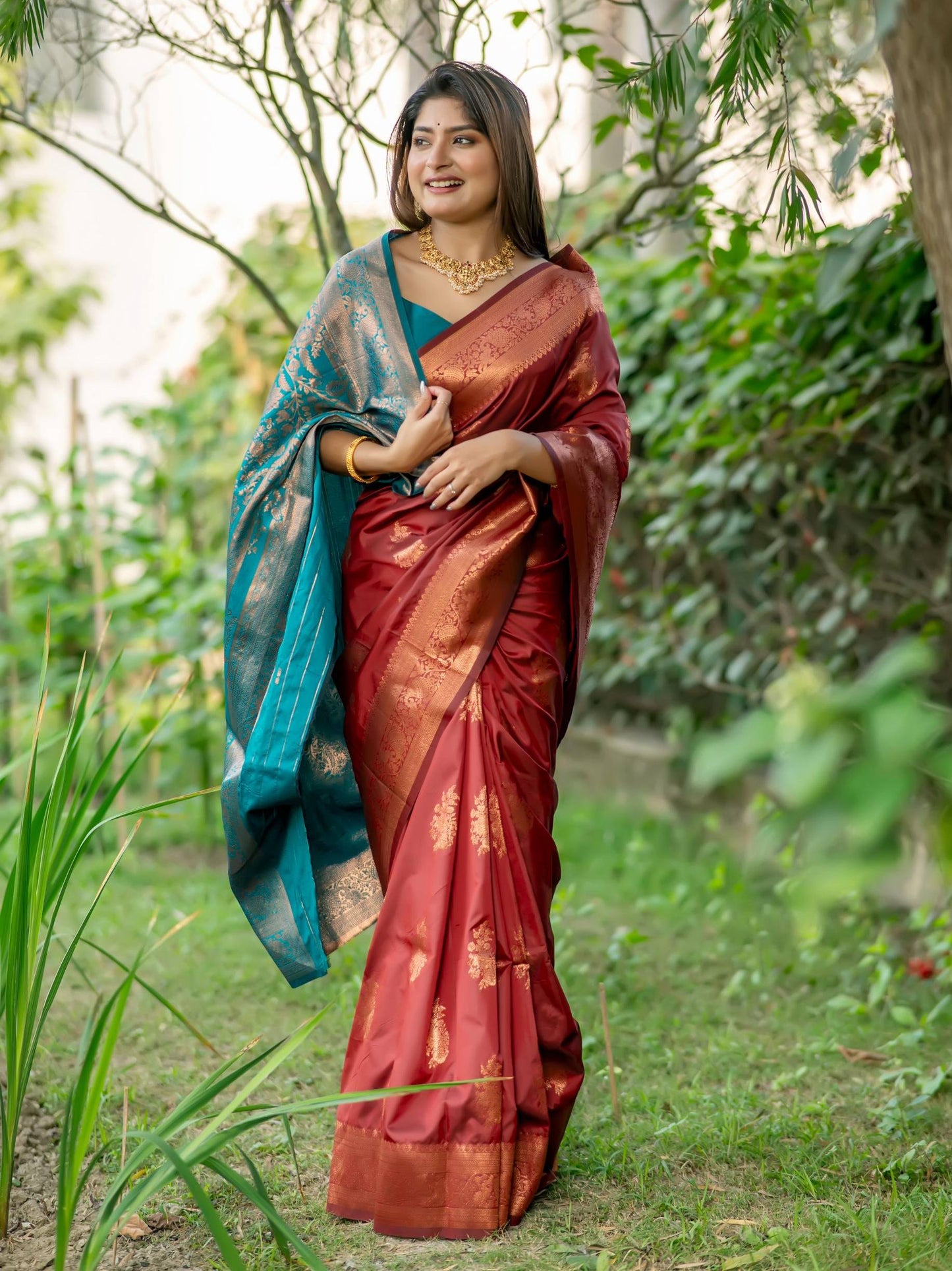 Soft Banarasi Katan Silk Pattu Saree - BROWN
