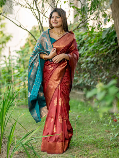 Soft Banarasi Katan Silk Pattu Saree - BROWN