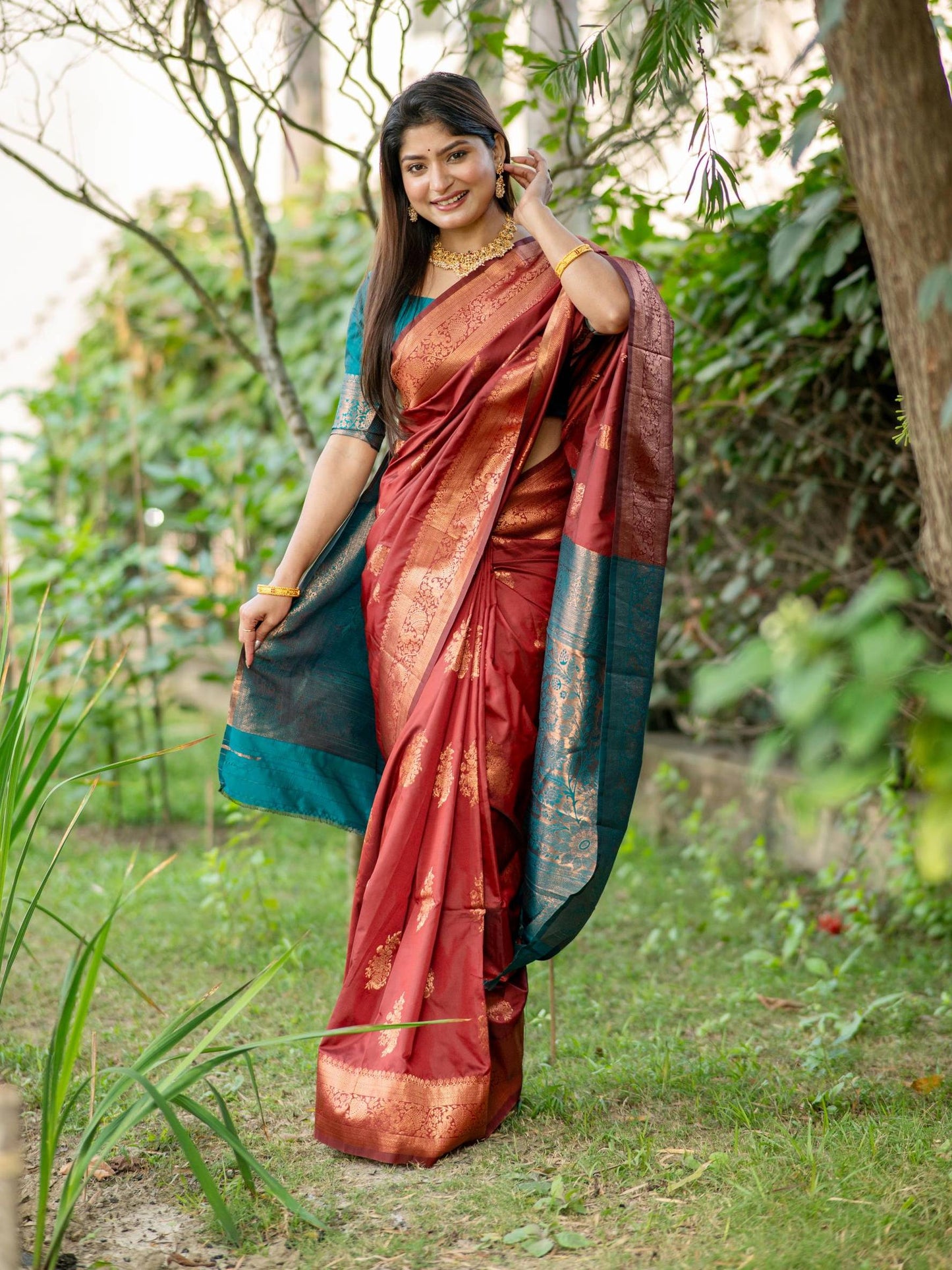 Soft Banarasi Katan Silk Pattu Saree - BROWN