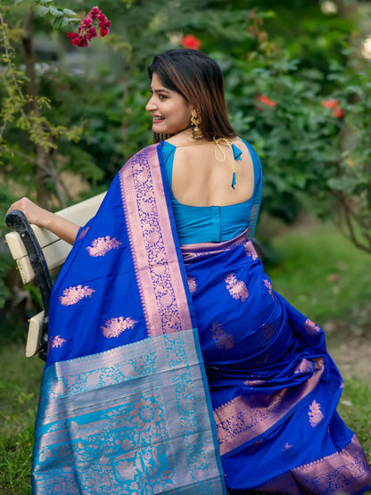 Soft Banarasi Katan Silk Pattu Saree - ROYAL BLUE
