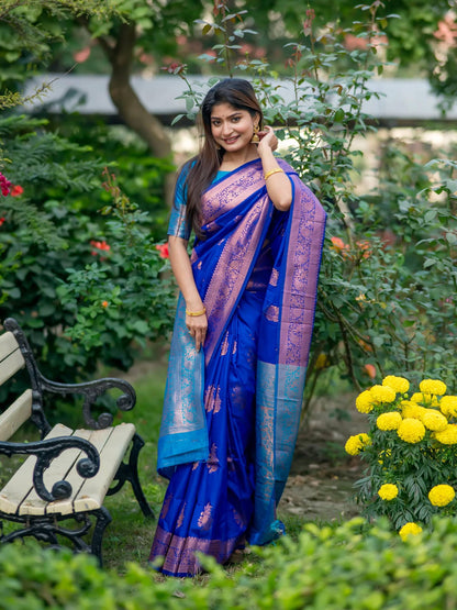 Soft Banarasi Katan Silk Pattu Saree - ROYAL BLUE