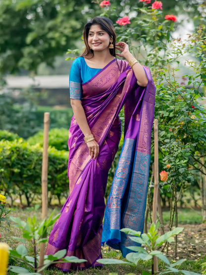 Soft Banarasi Katan Silk Pattu Saree - WINE
