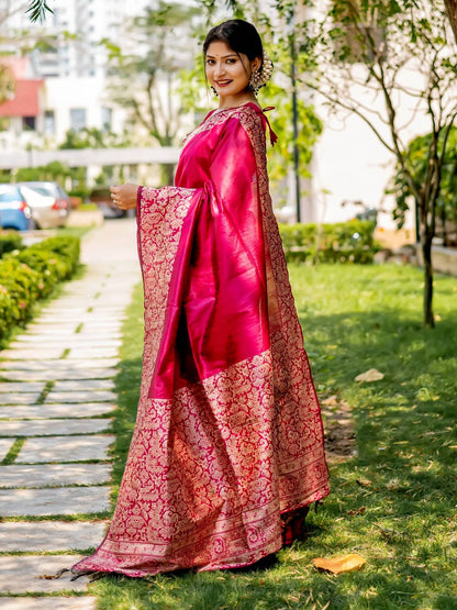 Handloom raw silk saree - PINK